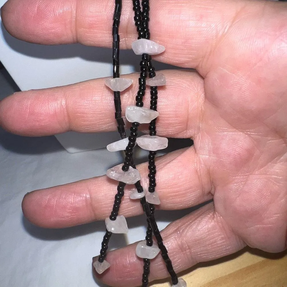 Vintage Amethyst Crystal and Seed Bead Y Necklace - Image 9