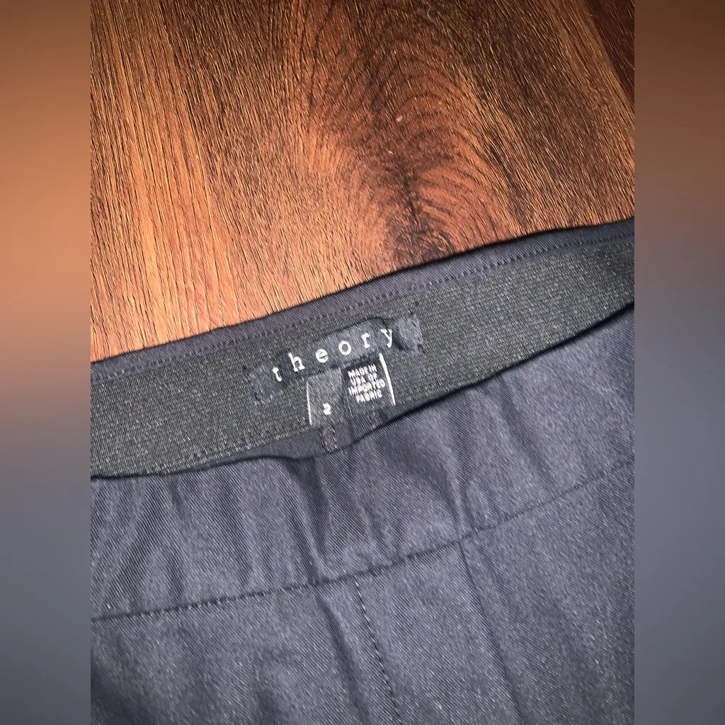 Theory black elastic waist straight cigarette pants formal office $279 winter - Image 5