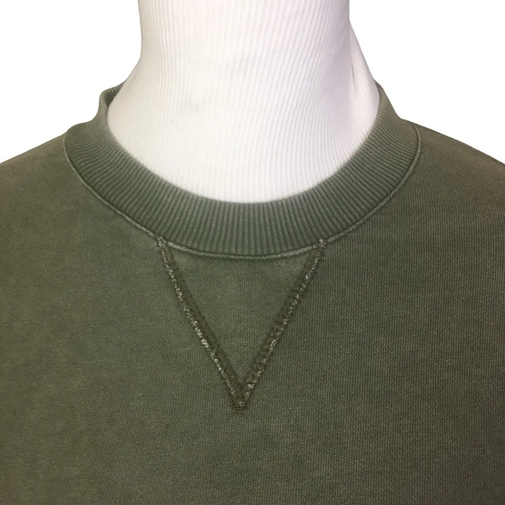 7FAMK 7 For All Mankind Ruffle Shoulder Sleeve Cropped Army Green Sweatshirt S - Image 8