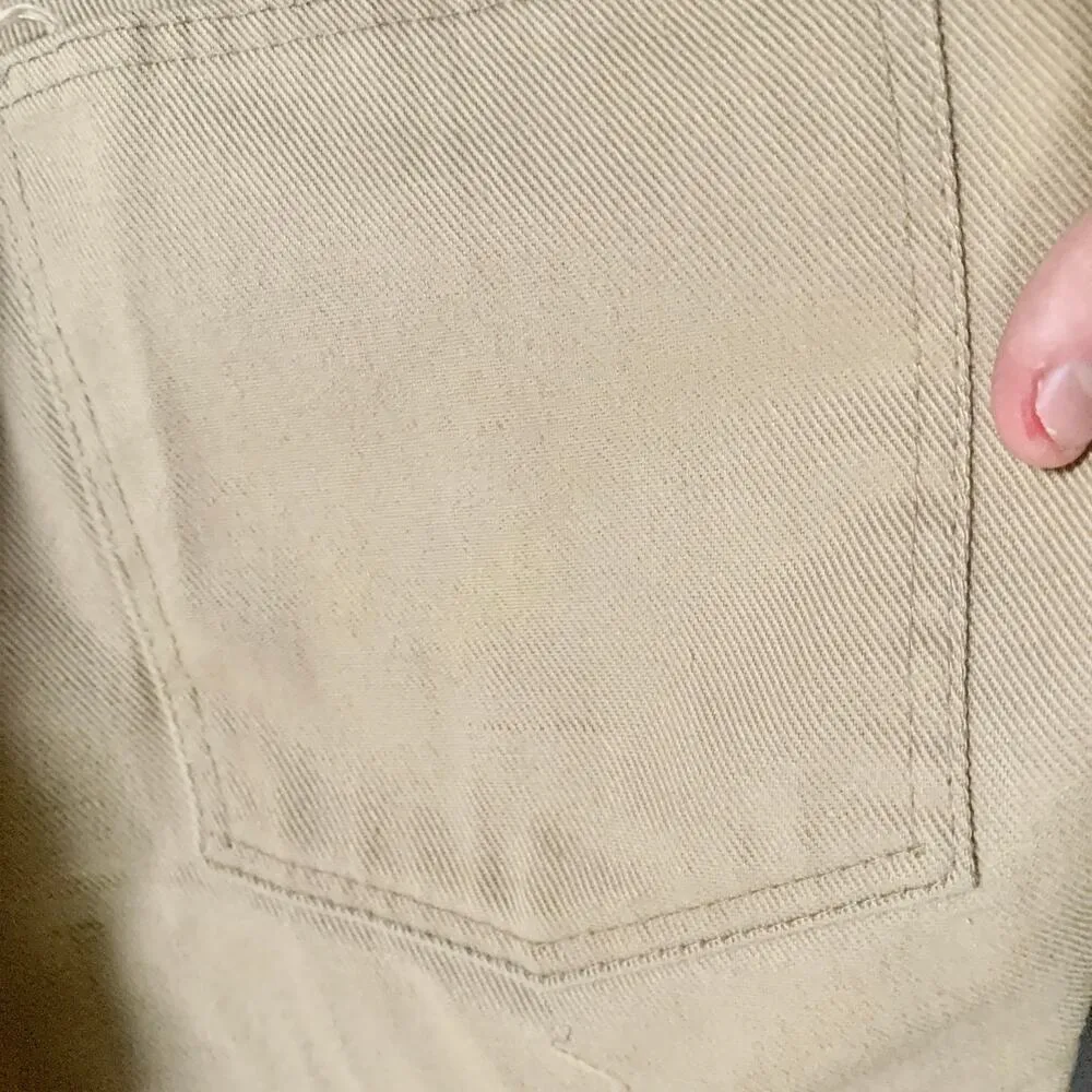 Vintage High Waisted Khaki Shorts with Raw Hem Cotton Twill 28/29 - Image 6