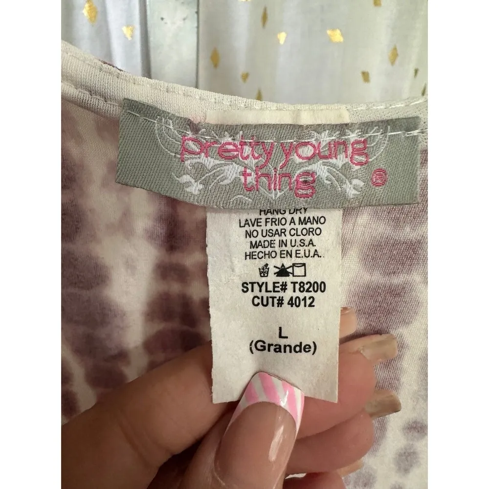 Pretty Young Thing Dolman Sleeve Hip Hug Bodycon Hawaiian Tie Dye Mini Dress L Size L - Image 6