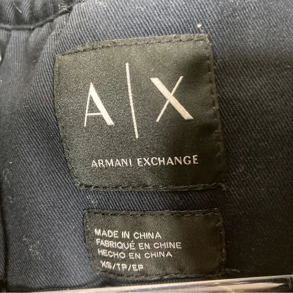 Armani Exchange  | Navy Embroidered Hooded Zip Button Jacket XS - Image 4