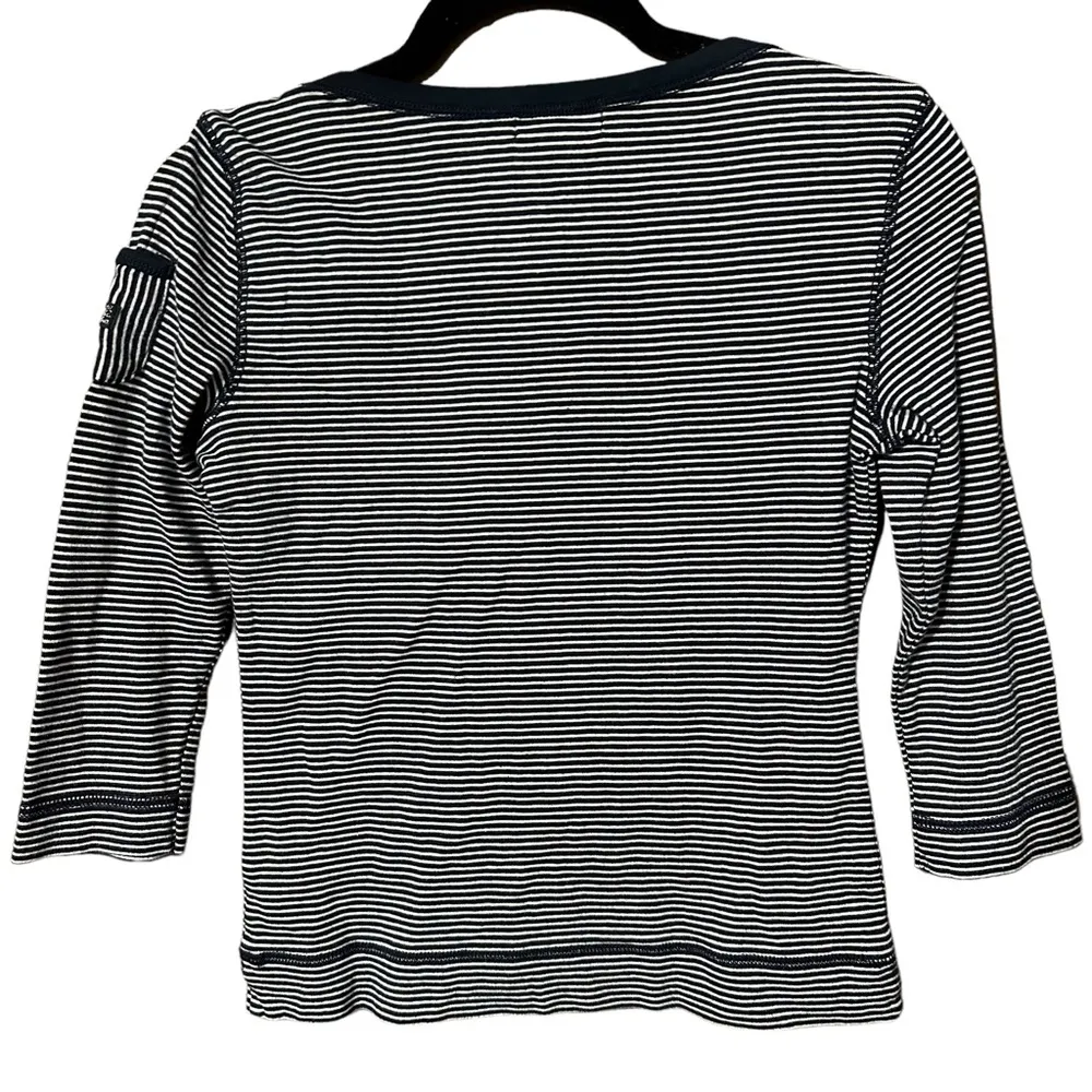 LRL Lauren Jeans Company Blue and White Striped Shirt Sz S - Image 4