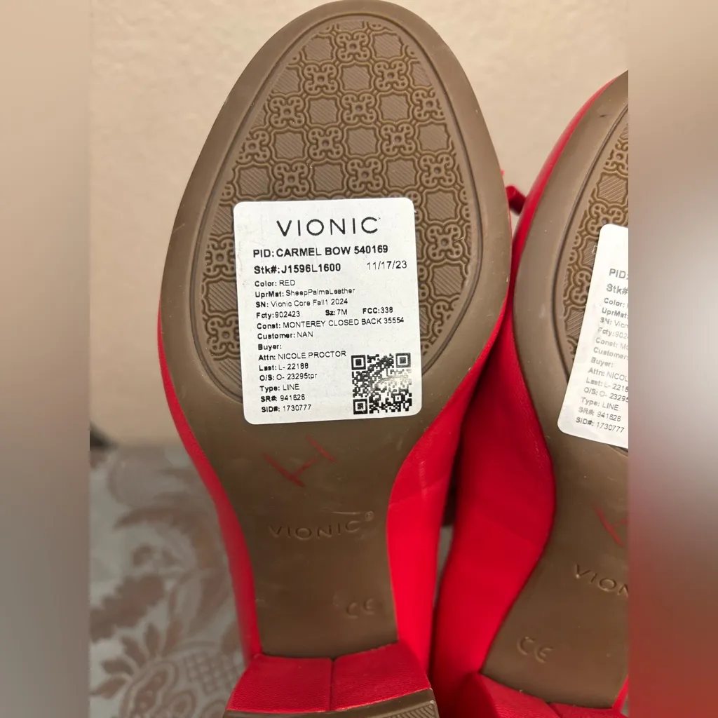 Vionic Carmel Red Leather Bow Heel Size 7 - Image 9