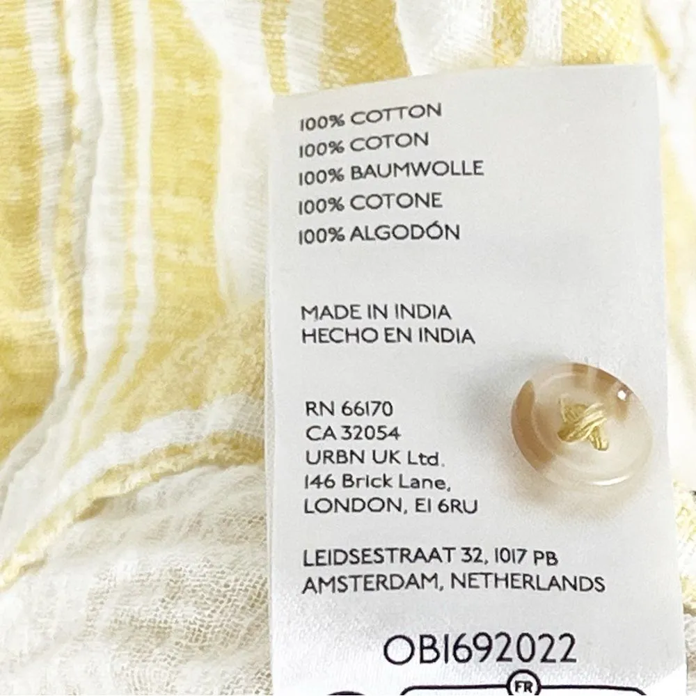 ANTHROPOLOGIE Yellow White Striped Side Button Tunic Rope, Size Medium - Image 4