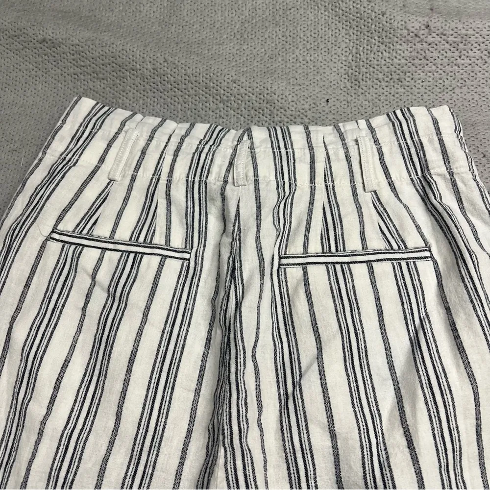Madewell Linen-Cotton Paperbag Pants in Dark Baltic Stripe Size 8 EUC - Image 13