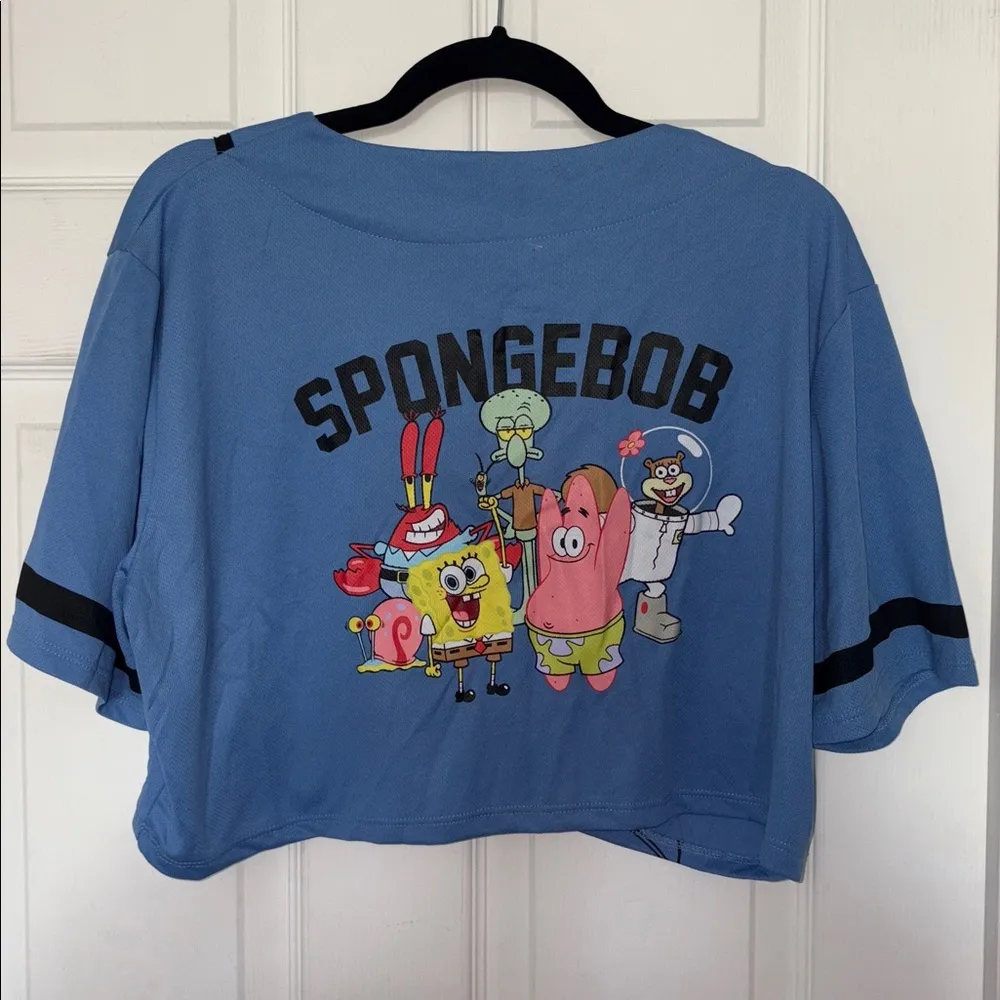 Nickelodeon SpongeBob Cropped Jersey Top Blue Size XL - Image 3