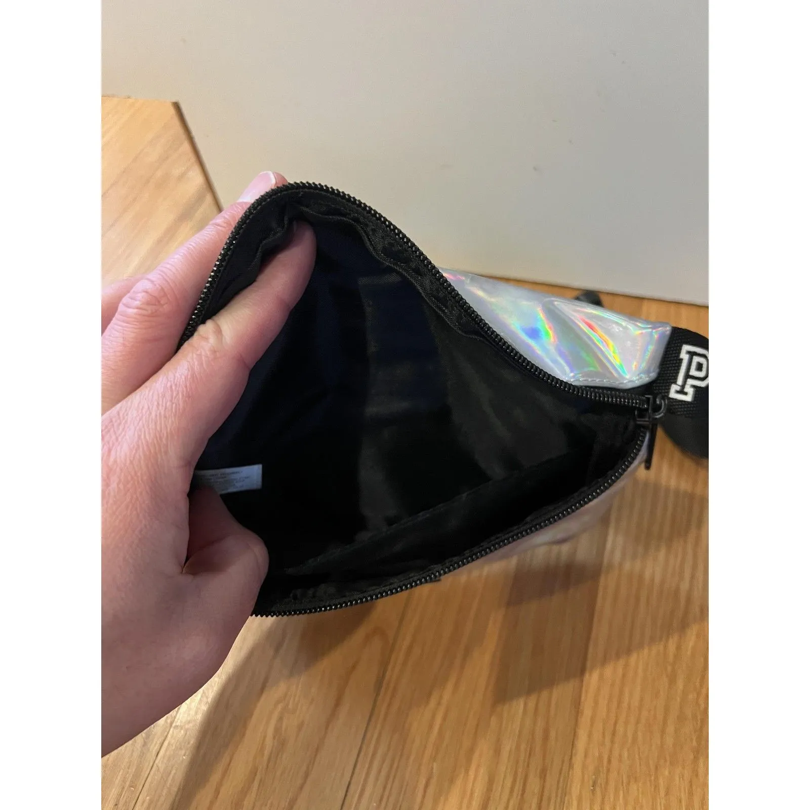 Pink Victoria's Secret Belt Bag Womens Small Silver Holographic Fanny Pack Logo - Image 8