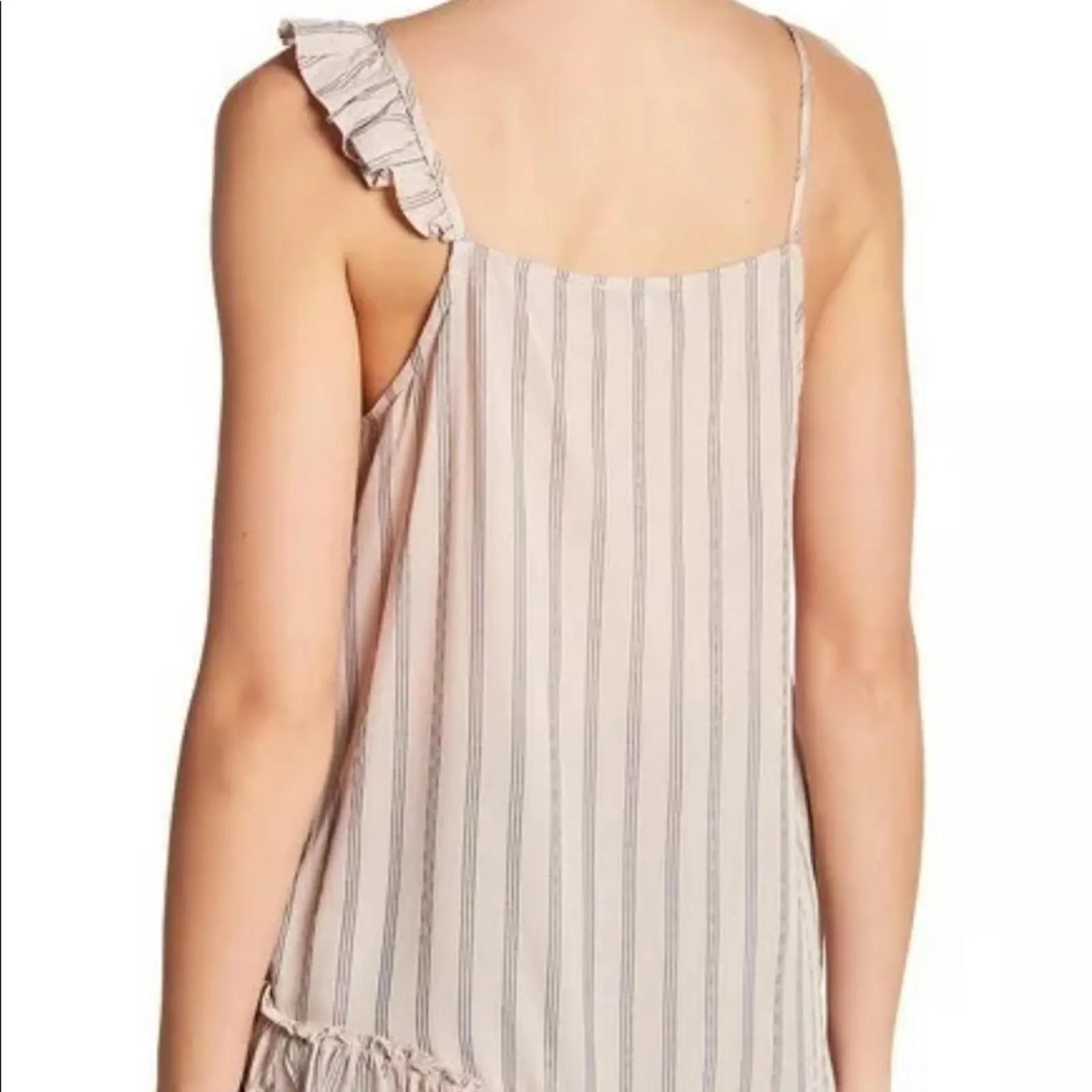Ro & De Top Striped Asymmetrical Ruffle Tank Top - Image 3
