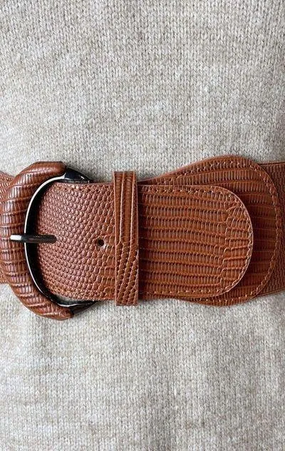 Brown Faux Leather Waist Belt Elastic - Image 2