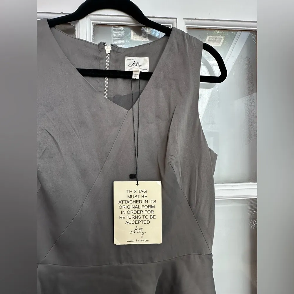 An Original Milly of New York Silver Gray Sleeveless Peplum Dress Size 10 NWT - Image 2