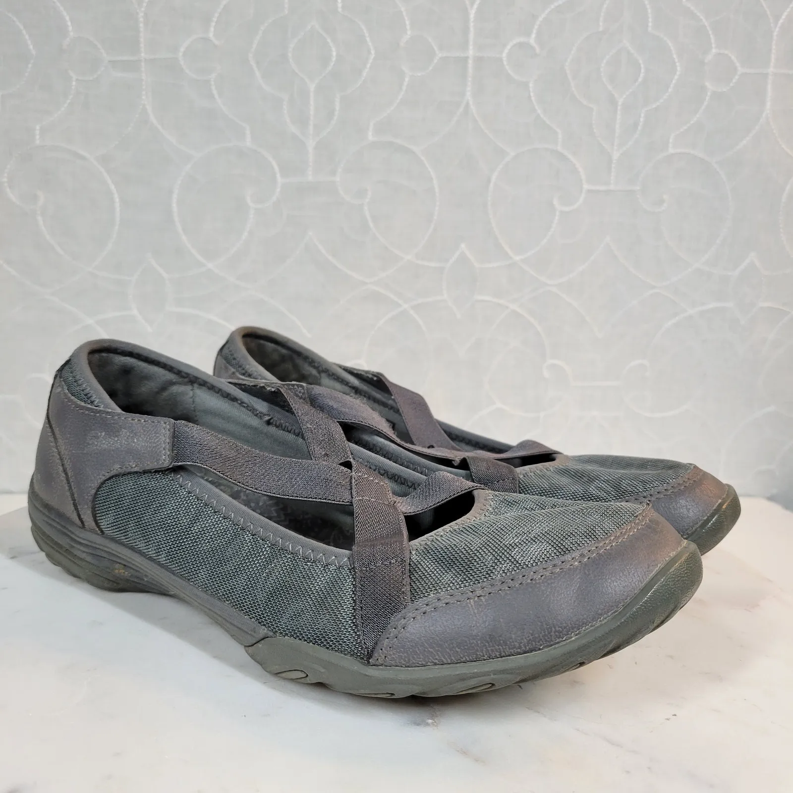 Skechers Empress Sweet Craze Shoes 8 Gray Cross Strap Mary Jane Comfort‎ Loafer - Image 12