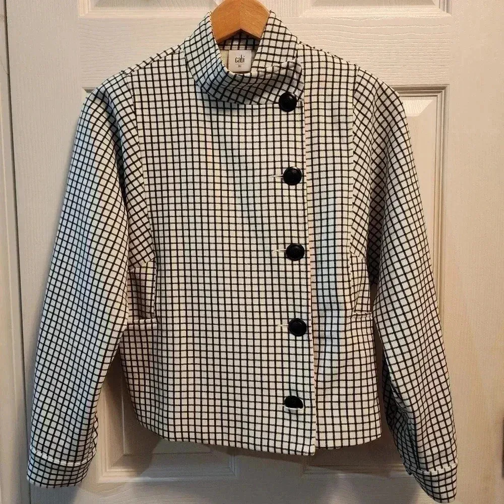 CAbi women's Windowpane Jacket Black and White XSmall Checkered - Image 3