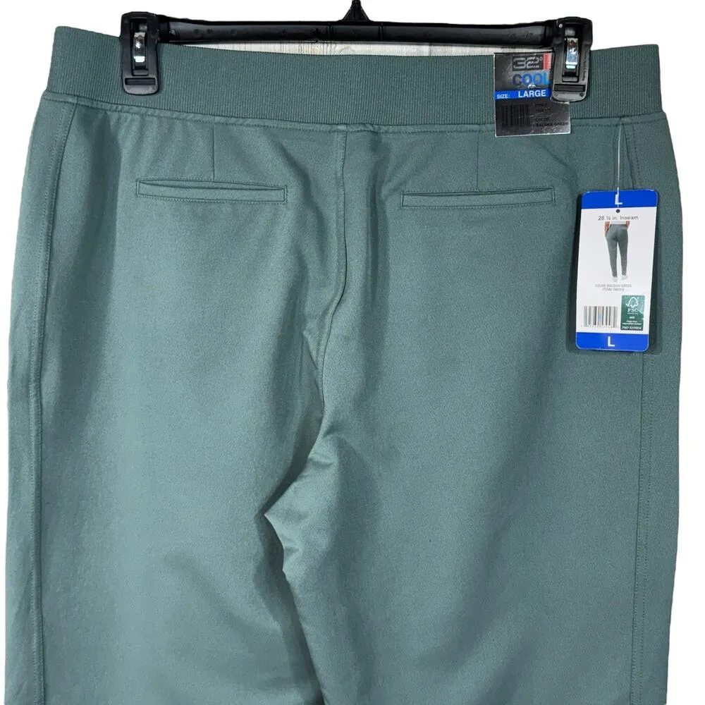 32 Degrees Cool Large Pants Flat Front Pull-On Pockets High-Rise Balsam Green - Image 4