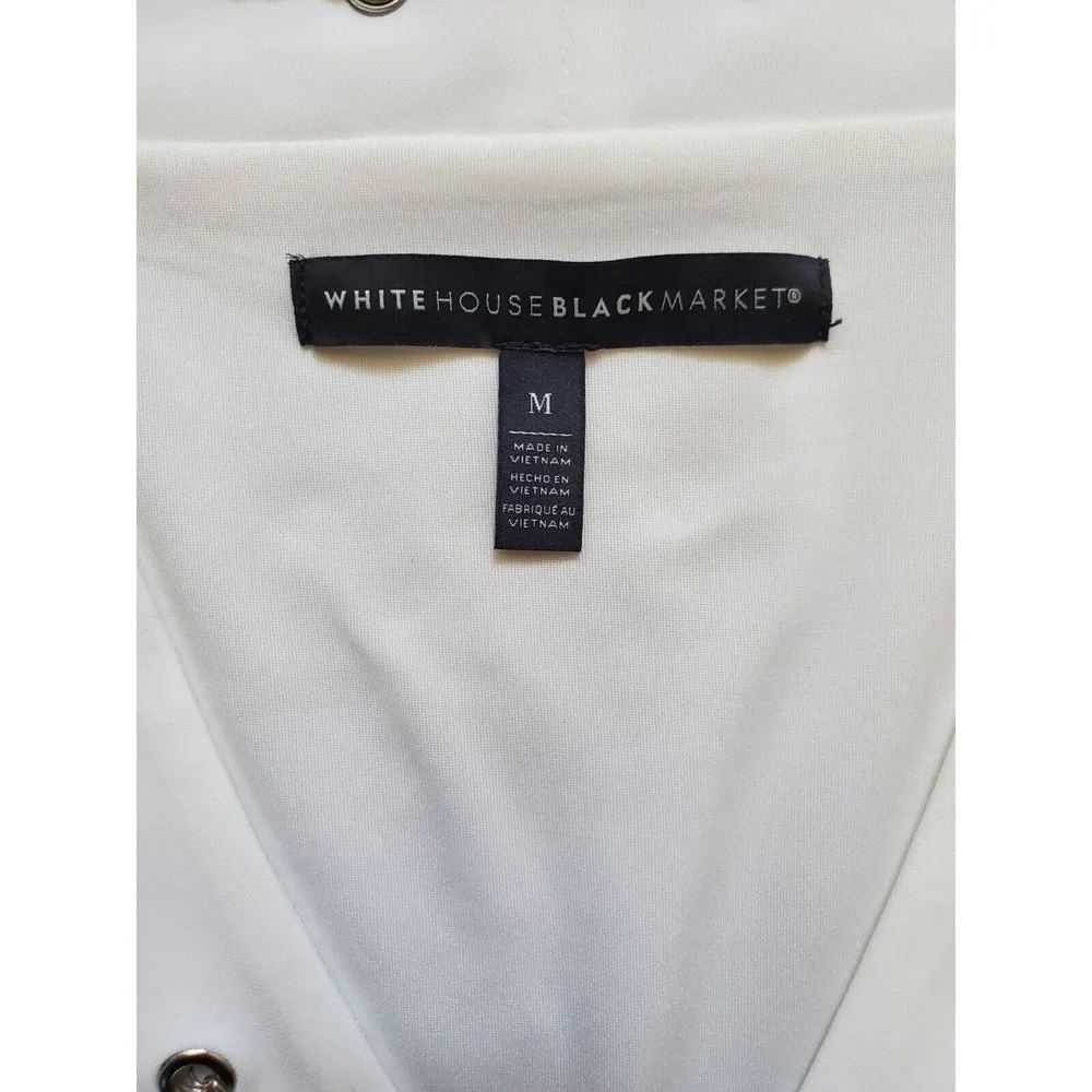 White House Black Market Blouse Women's Size M Balloon Sheer Sleeves Cha… - Image 4