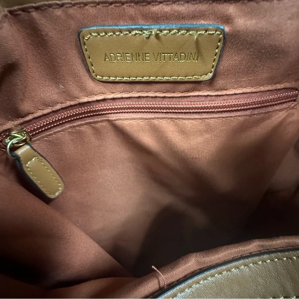 Adrienne Vittadini Signature Collection Neutral Jacquard Hobo Handbag Purse - Image 6