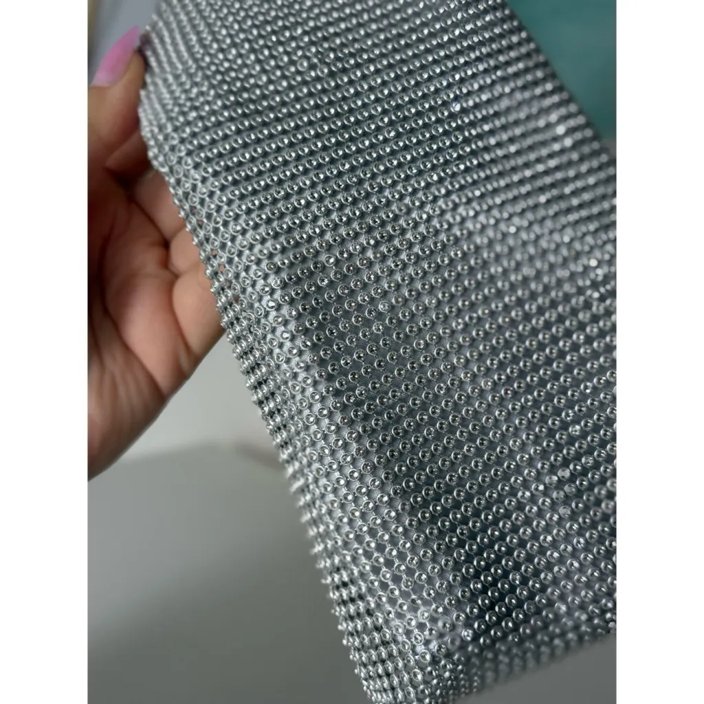 A New Day Silver Rhinestone Beaded Slim Rectangle Clutch Purse Wallet - Image 3