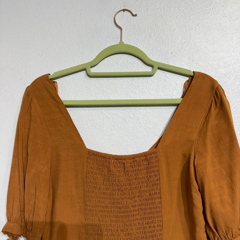 Socialite Terracotta Puff Tie Sleeve Crop Blouse Sz S - Image 6