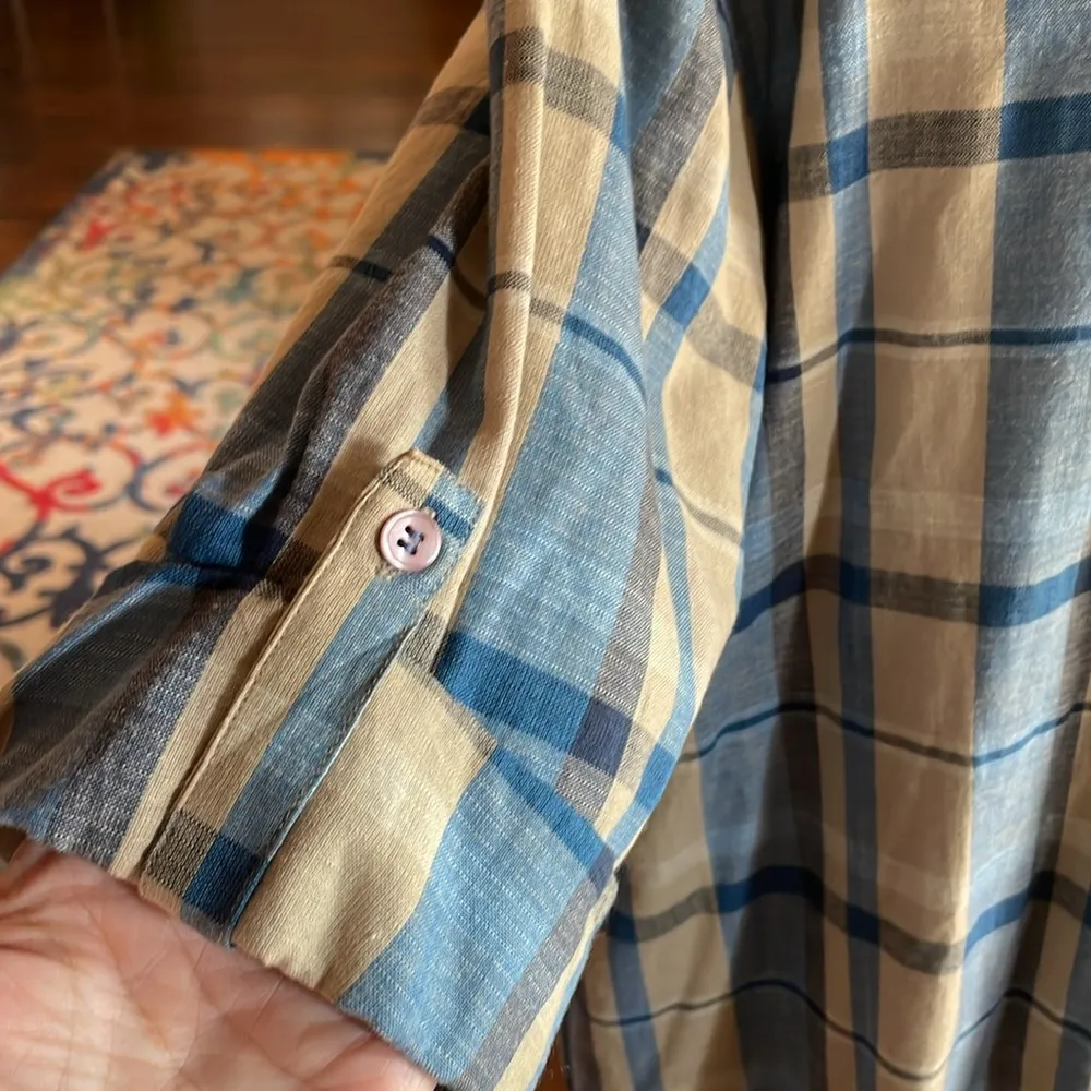 🍄‍🟫🍄‍🟫🍄‍🟫3 for 12$🍄‍🟫🍄‍🟫🍄‍🟫Plus Size Plaid Button Up Shirt Blue - Image 5