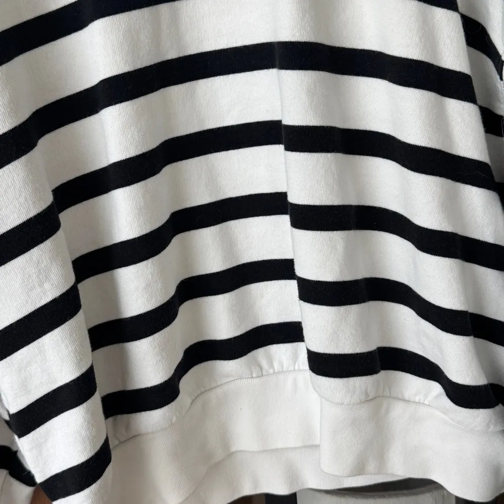 FRAME mock neck sweater balloon sleeve sweatshirt striped ribbed french terry - Image 9