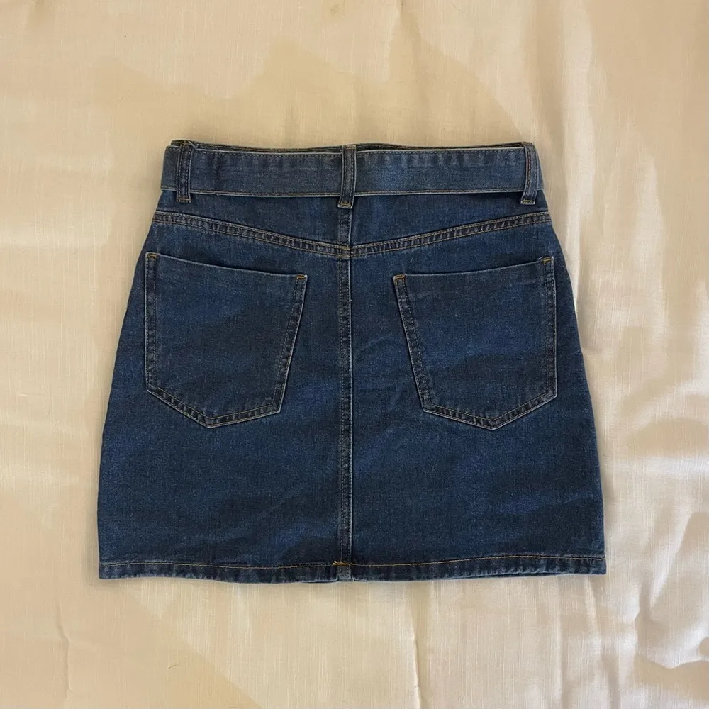 Denim Jean Belt Tie Mini Skirt, Size S, Cotton, NWOT - Image 3