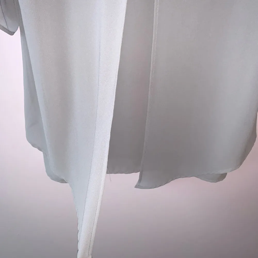 Pleione  Light Gray Sheer Split Back Blouse - Image 8