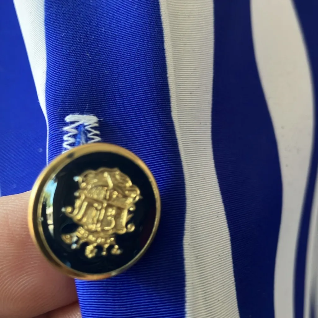 FINAL MARKDOWN Impressions of California awning stripe Blouse small White - Image 3