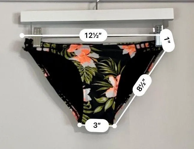 Women’s Hipster Floral Print Swim Suit Bikini Bottom Black XS NWT - Image 6