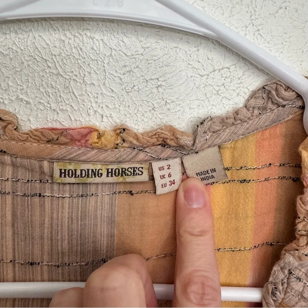 Anthropologie Holding Horses Faye Plaid Sleeveless Peplum Button Tie Top Size 2 - Image 4