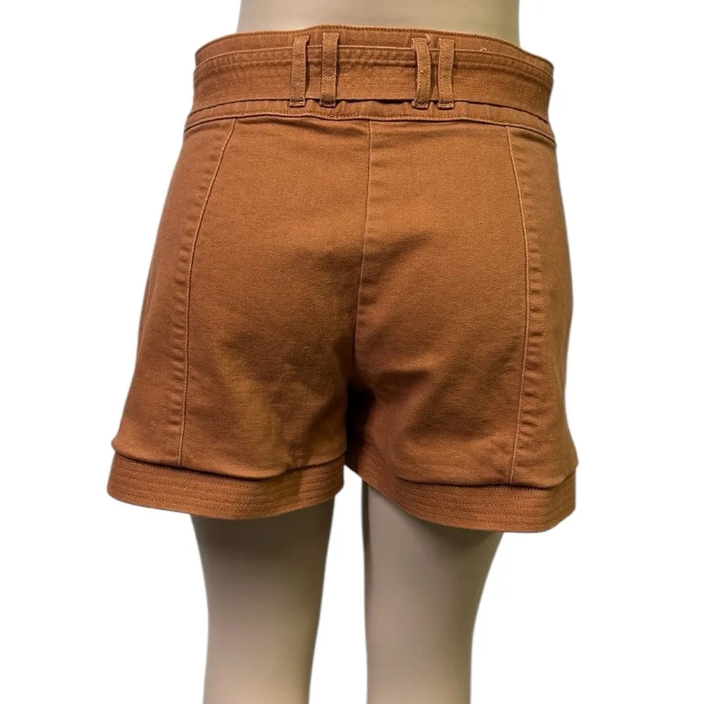 Ryegrass Sierra Paperbag Pleated High Waist Tie Belted Shorts Womens 8 Orange - Image 3