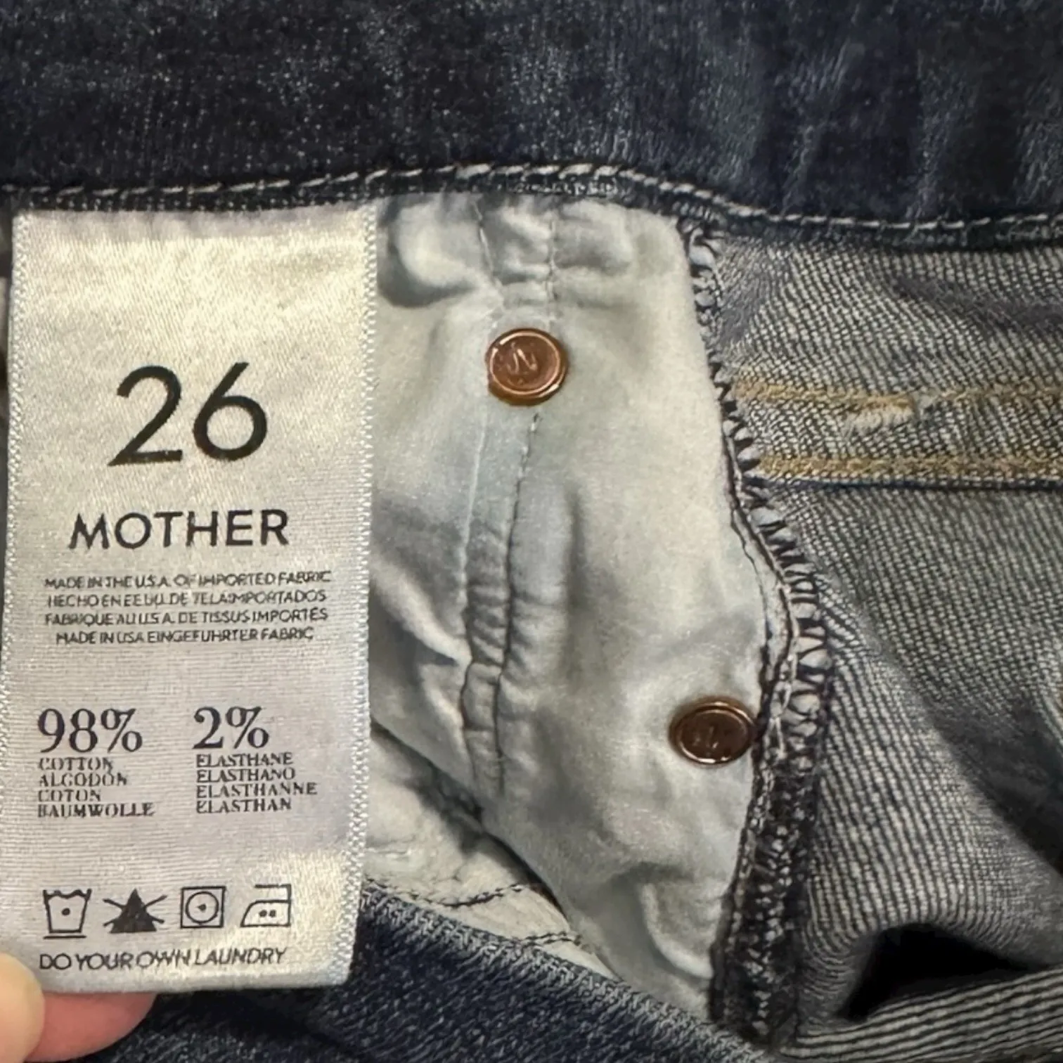 MOTHER The Looker Crop Jeans Womens 26 Blue Flowers From The Storm Stretch Denim - Image 3