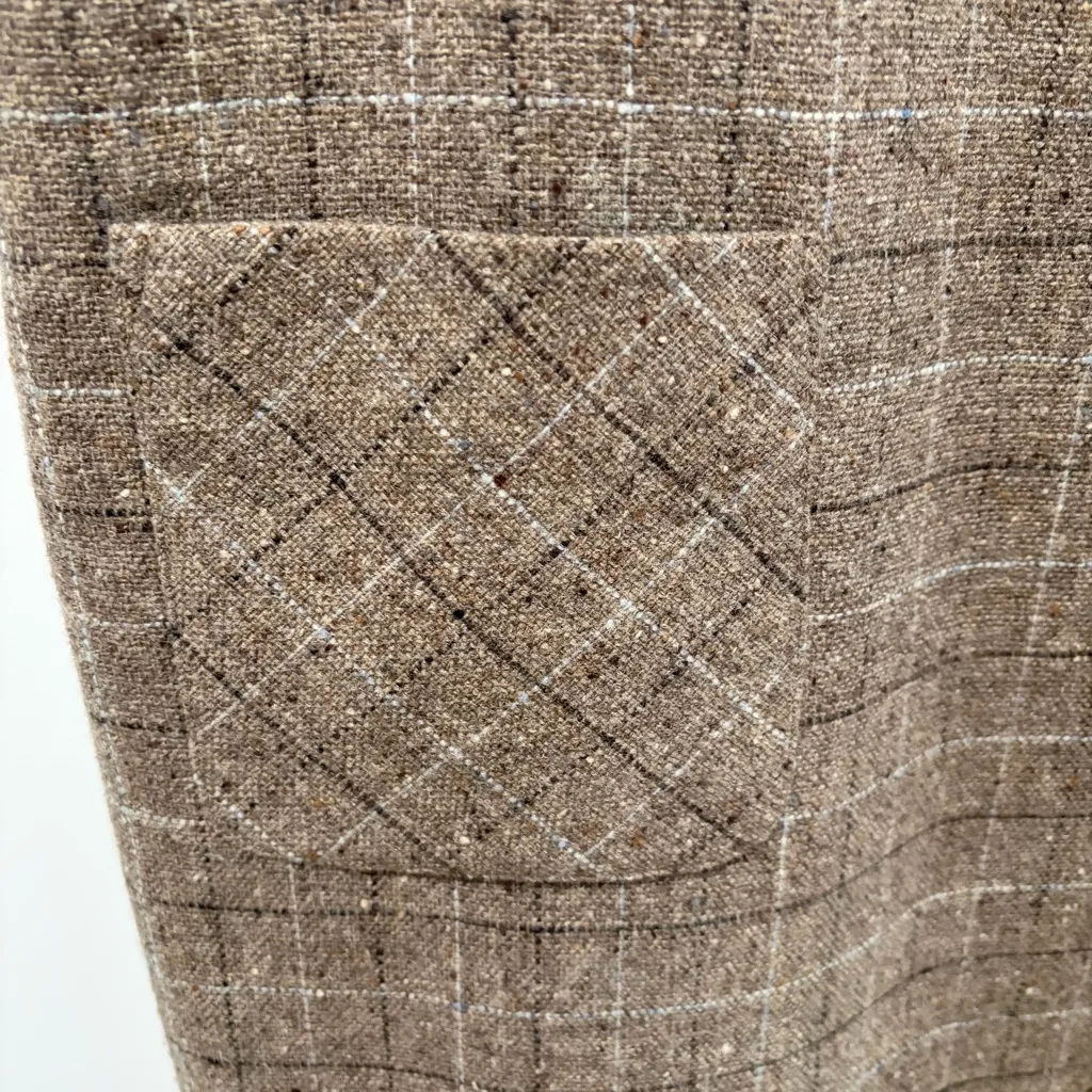 Vintage Talbots size 12 Brown Wool Tweed Plaid Shift Dress Jumper Sheath Tan - Image 2