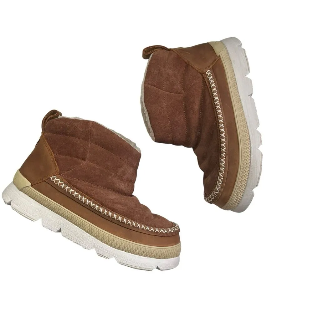 Manitobah Mukluk Ankle Boots Women's Size 9 Tan Suede Faux Fur Slip - Image 2