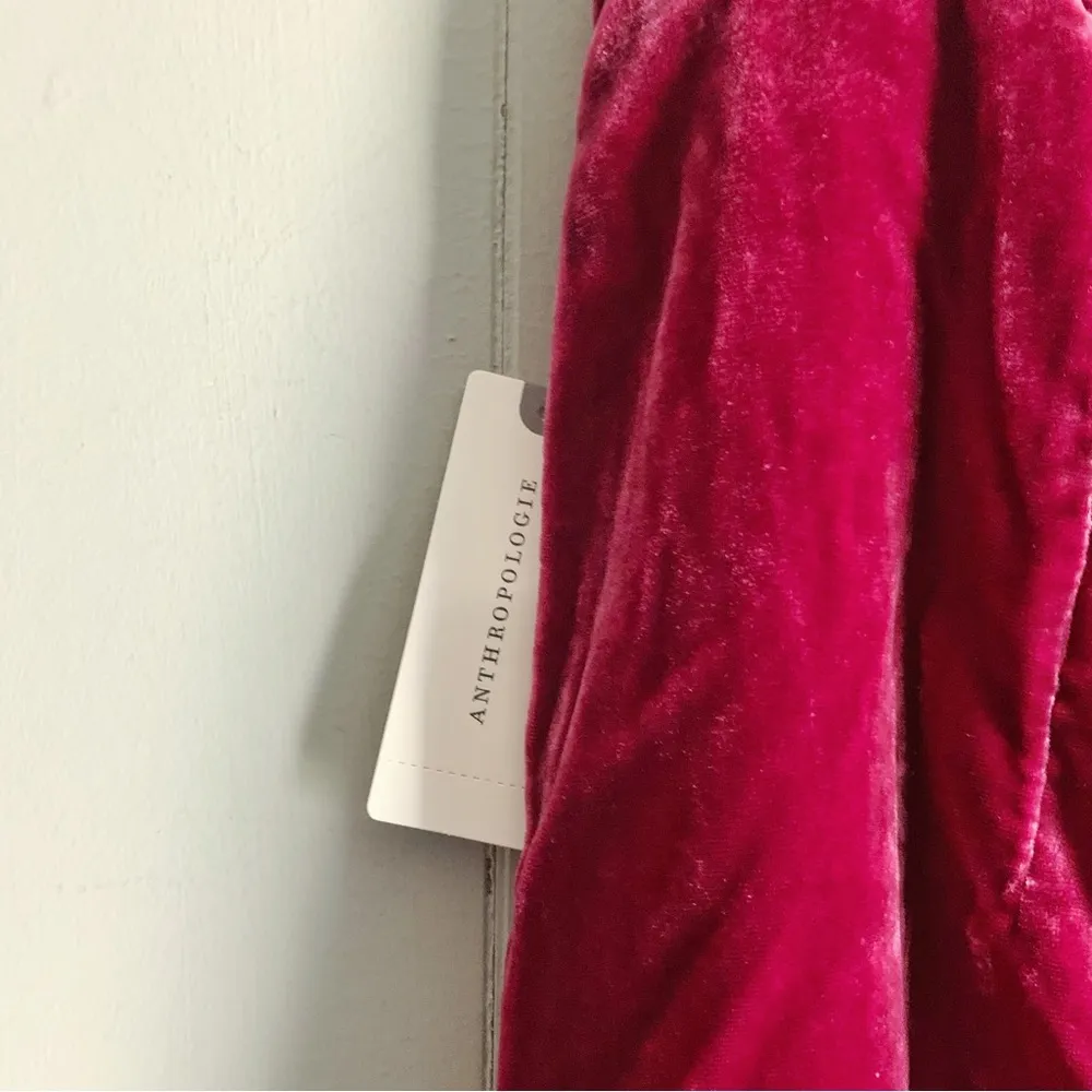 ANTHROPOLOGIE Connie Holiday Crushed Red Velvet Pencil Skirt Ruched Side Slit 6 - Image 6