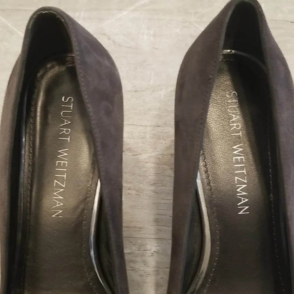 💕STUART WEITZMAN💕 Marymid Suede Block-Heel Pumps ~ Grey Size 9 - Image 9