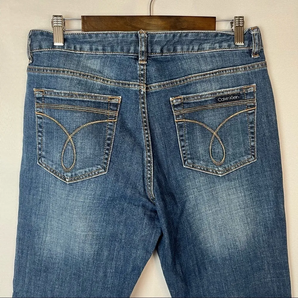 Calvin Klein Medium Wash Flare Leg Denim Jeans 10 - Image 3