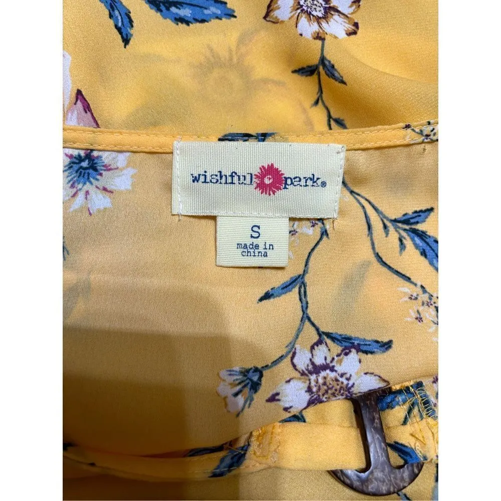 Wishful Park Women’s Floral Print Shirt Top Size Small Multicolored Tie Front - Image 4