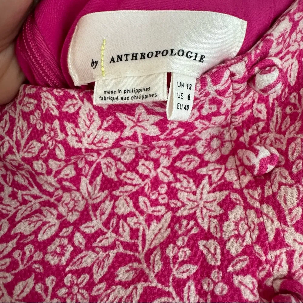 Mila Button Front Hot Pink Floral Midi Slit Pencil Skirt Size 8 - Image 6