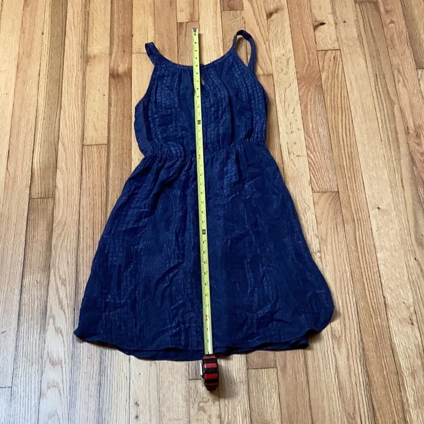 Rebecca Taylor 100% Silk Ruffle Front Navy Sleeveless Dress size 6 - Image 8