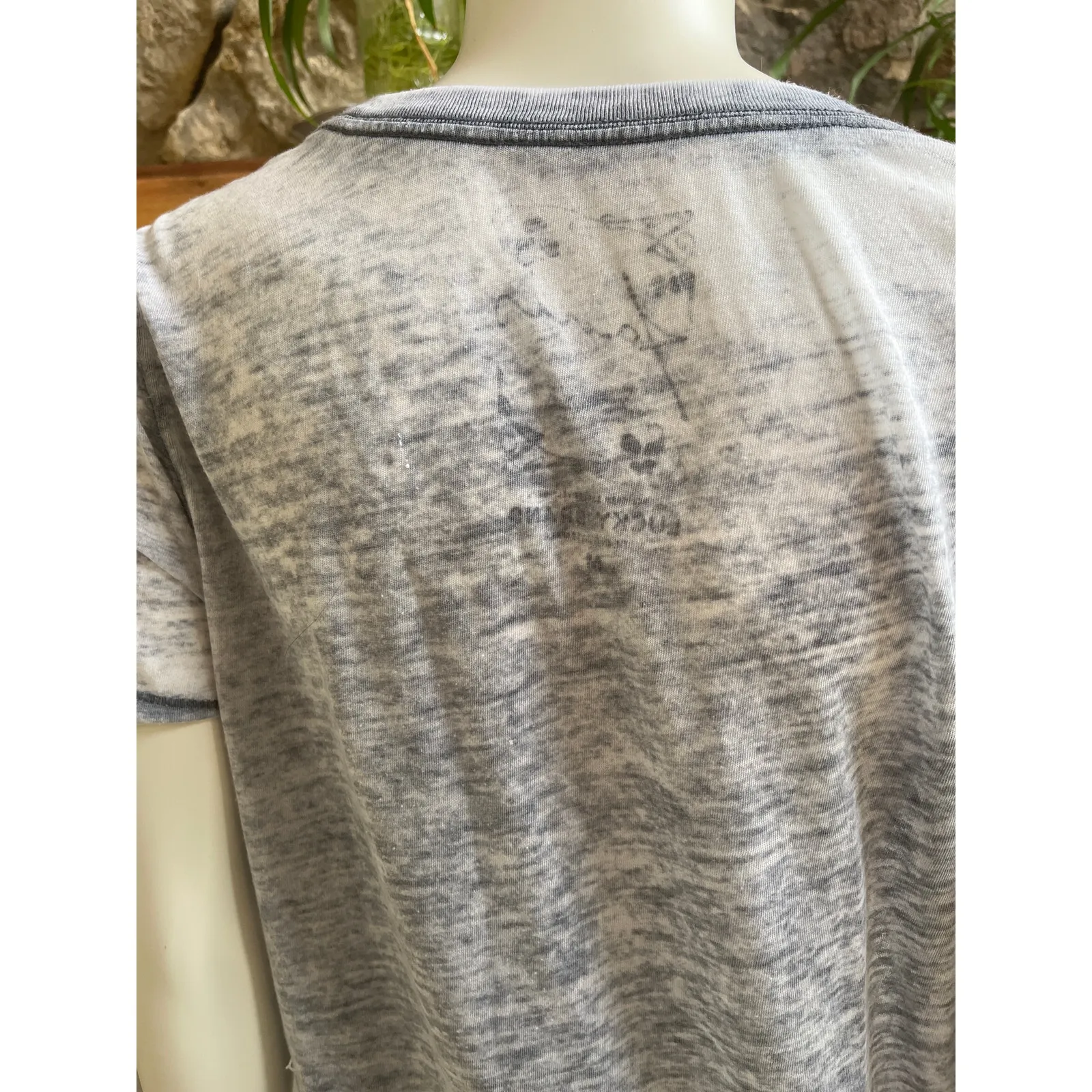 Lucky Brand Janis Joplin Burnout Gray Short Sleeve Shirt Women's Size M - Image 3