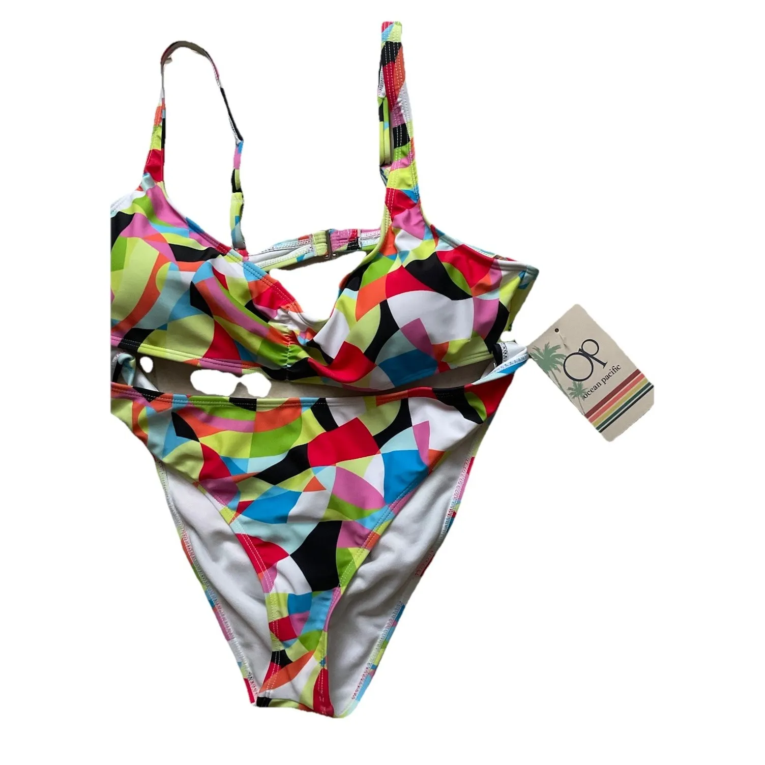 OP OCEAN PACIFIC Women GEOMETRIC PRINT BIKINI SWIMSUIT 2 PC SET Size XL - Image 9