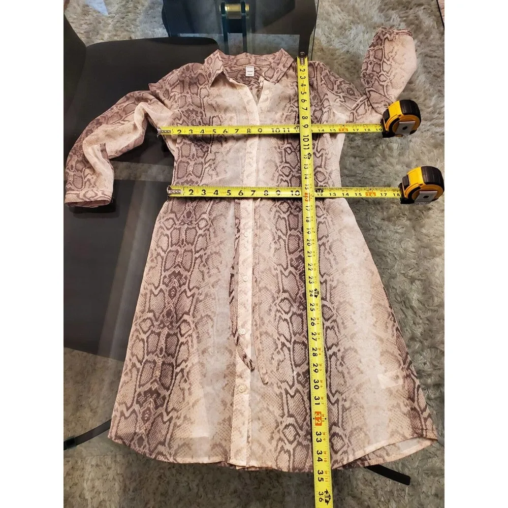 Old Navy Women's Snake Skin Print Button Front Drawstring Waist Shirt Dress XS - Image 12