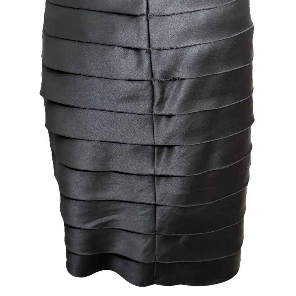 BCBG Women's Size 8 Bandage Bodycon Dress Black Halter Satin - Image 5