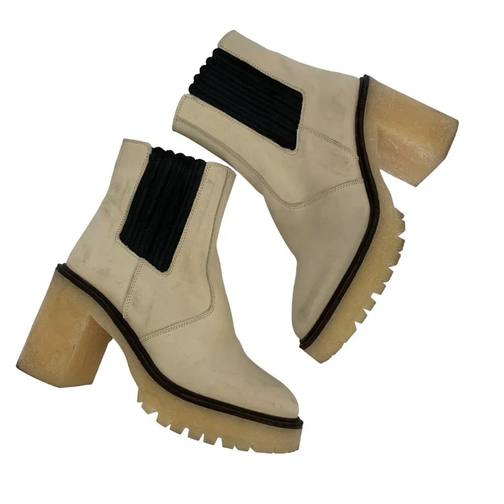 Free People Boots 36.5‎ Tan Ankle Leather Block Heel Boho Festival - Image 7