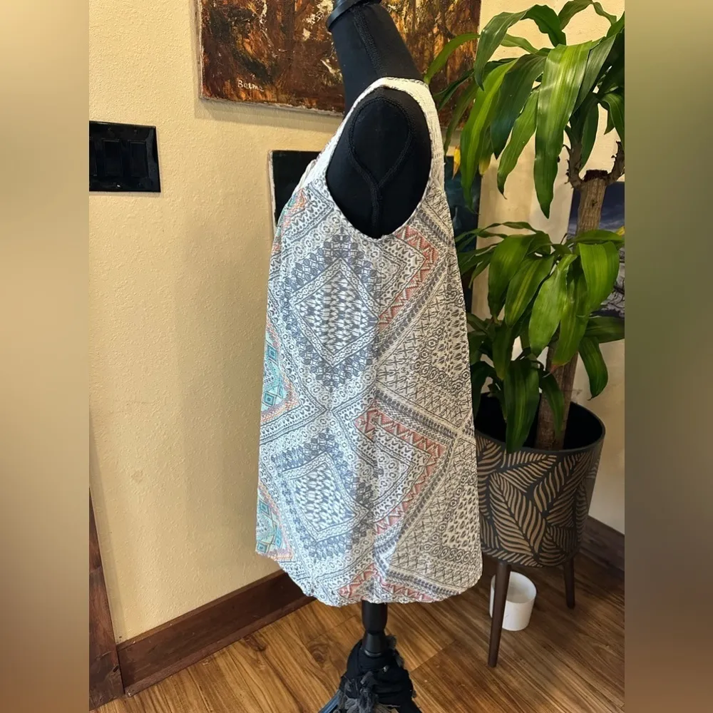 Red Camel Boho Peasant Dress with Crochet Lace Detail M - Image 7