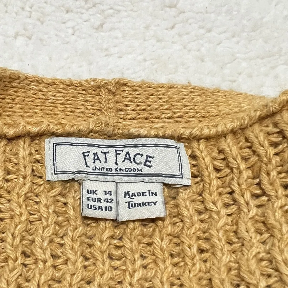Fat Face United Kindgdom Open Knit Cardigan Sweater Women's Size 10 Yellow - Image 3