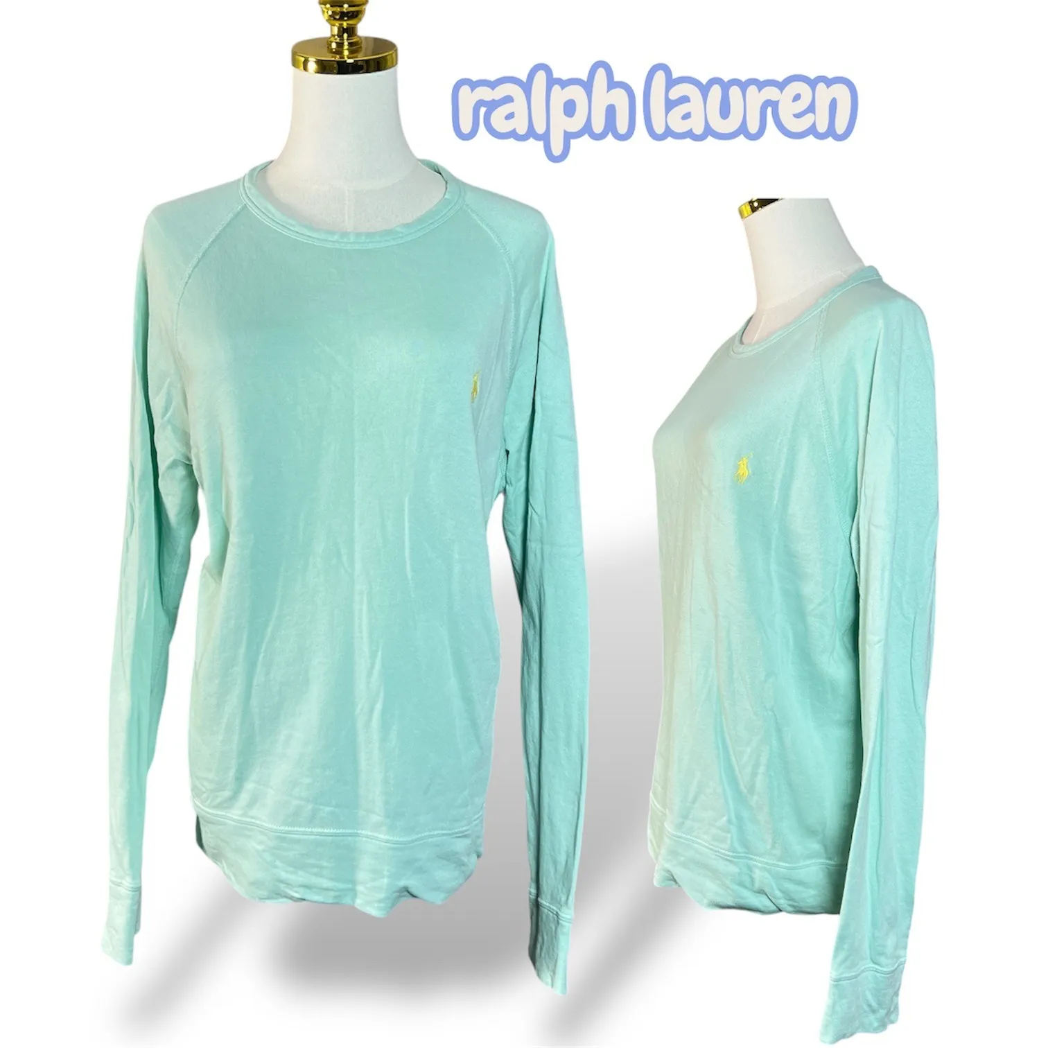 Polo Ralph Lauren Mint Green Long Sleeve Sweatshirt Pullover Women's M - Image 2