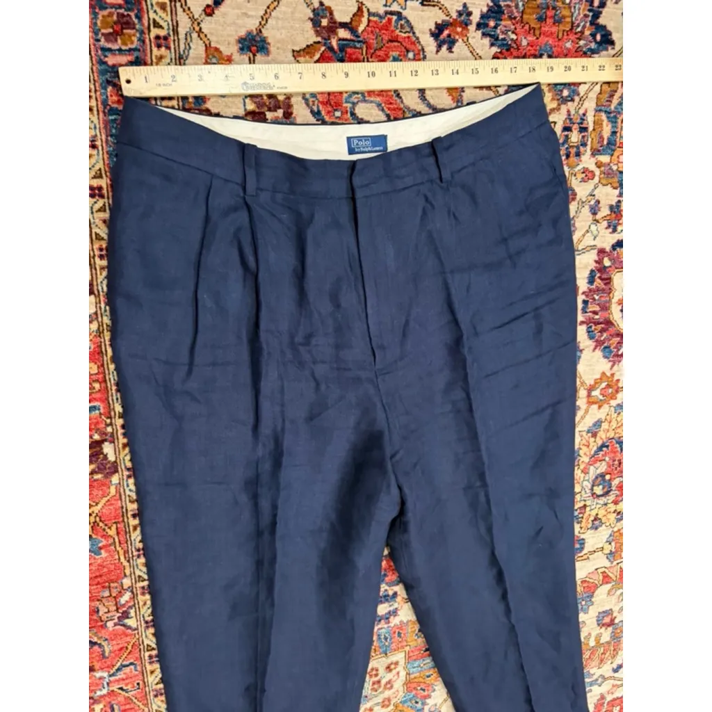 Polo Ralph Lauren Navy Tailored Dress Pants Linen Feel Career Women - Image 4