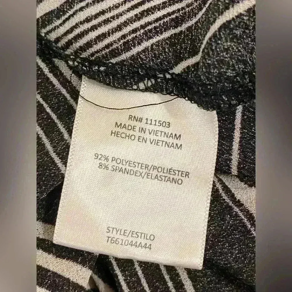 AUW Women’s Y2K V-neck Wrap Around‎ Black and White Striped Blouse Size M - Image 7