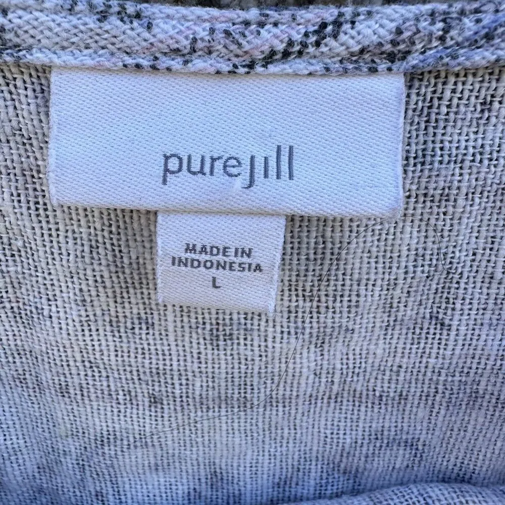 Pure J. Jill 3/4 Sleeve Blouse Women’s Size Large Blue Boho Paisley Hemp Cotton - Image 3